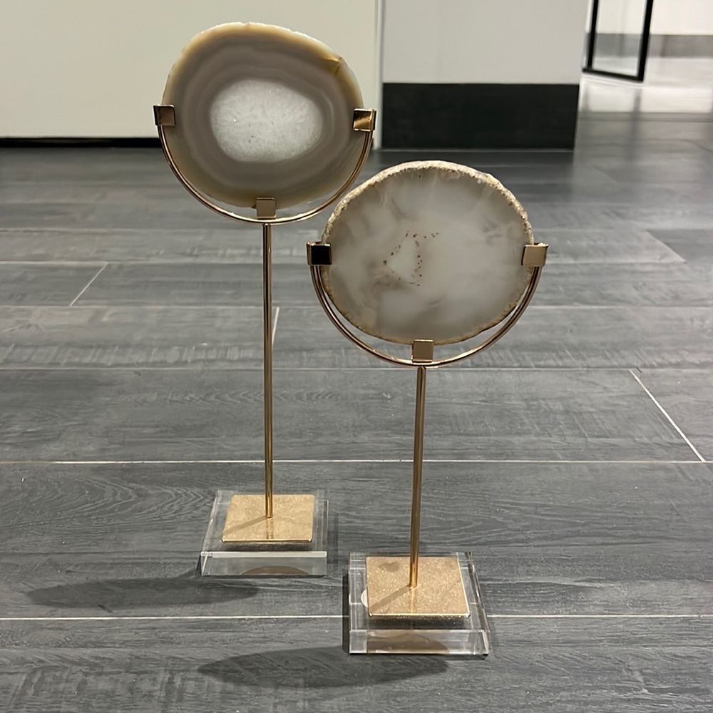 Agate Slice Gold Table Decor